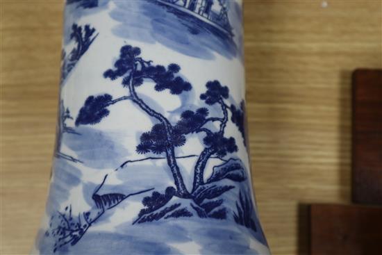 A Chinese blue and white vase, boxed, height 32cm